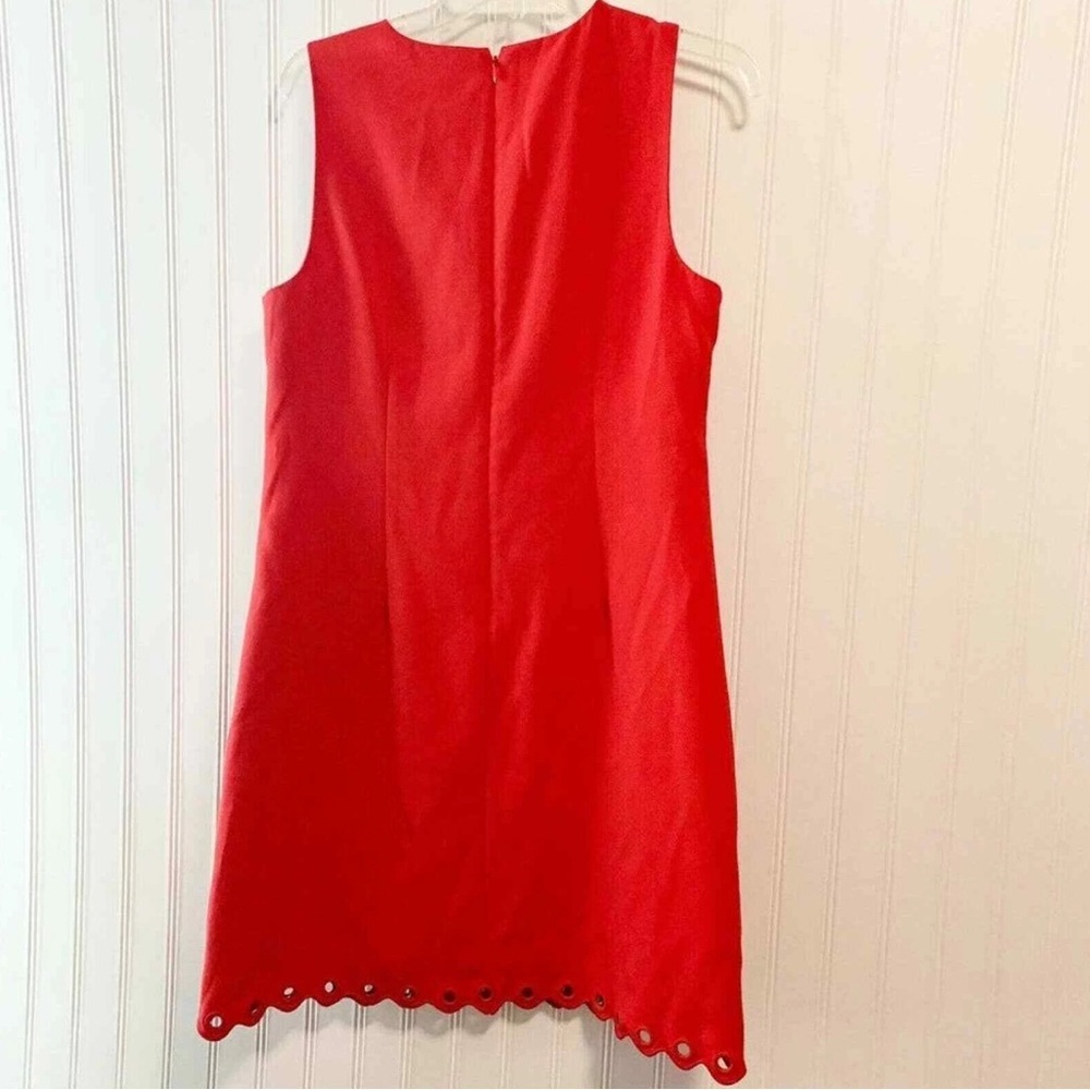J. Crew Size 8 Red Sleeveless Scalloped Dress with Grommets - Picture 5 of 7